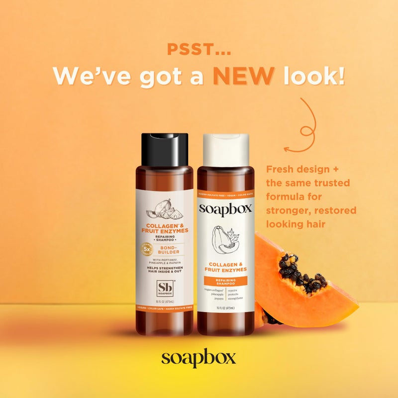 Soapbox Collagen Shampoo & Conditioner, For Dry, Fine or Thin Hair, Strengthening with Collagen & Peptides for Fuller Looking Hair, 16oz Each (Pack of 2) - Image 2