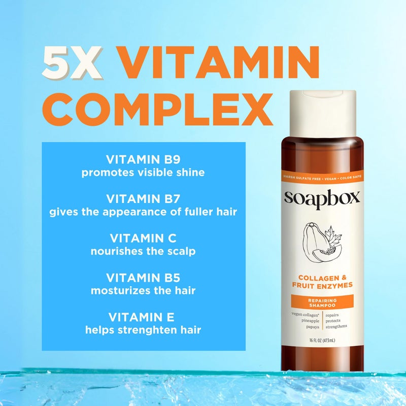 Soapbox Collagen Shampoo & Conditioner, For Dry, Fine or Thin Hair, Strengthening with Collagen & Peptides for Fuller Looking Hair, 16oz Each (Pack of 2) - Image 5