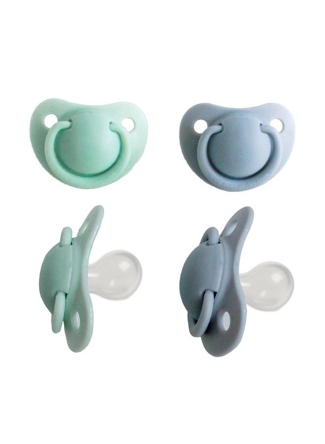Avima Orthodontic Pacifiers 0-6 Months - BPA-Free Silicone Baby Pacifiers for Newborns & Breastfed Babies, Soothing Baby Binky w/Soft Nipple Design (4-Pack, Green & Grey) - Image 1