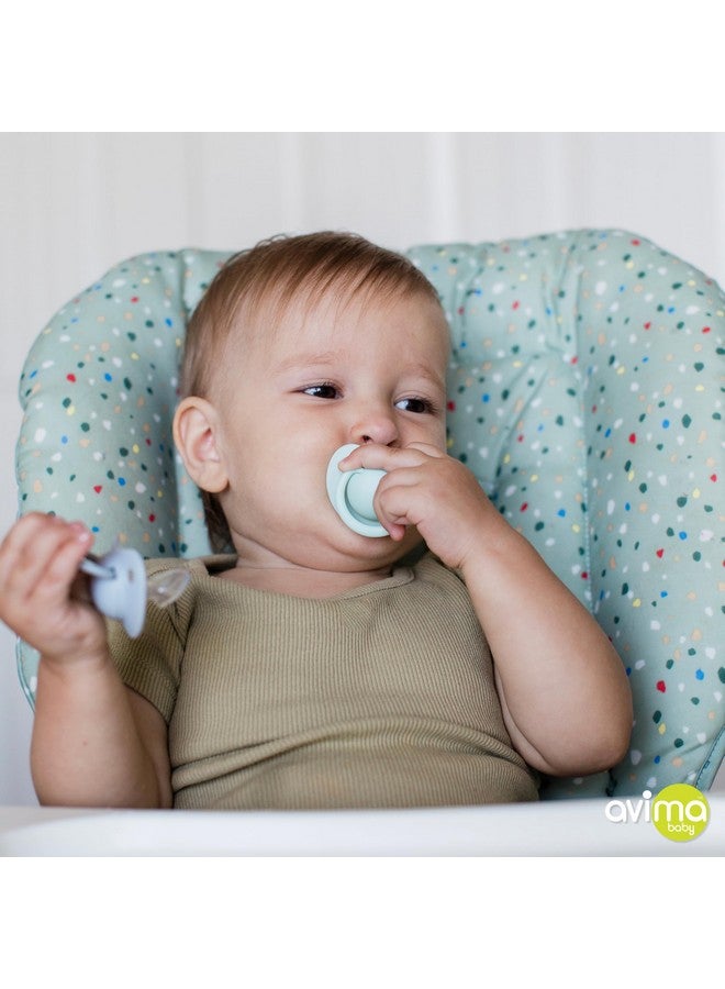 Avima Orthodontic Pacifiers 0-6 Months - BPA-Free Silicone Baby Pacifiers for Newborns & Breastfed Babies, Soothing Baby Binky w/Soft Nipple Design (4-Pack, Green & Grey) - Image 2