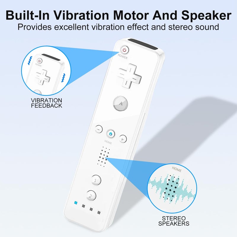 MOLICUI Wii Remote Controller,Wii Controller 2 Pack With Wrist Strap and Silicone Case,White - Image 3