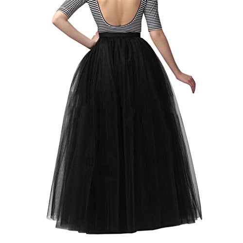 WDPL Women's Long Tutu Tulle Skirt A Line Floor Length Skirts (Black, X-Large) - Image 2