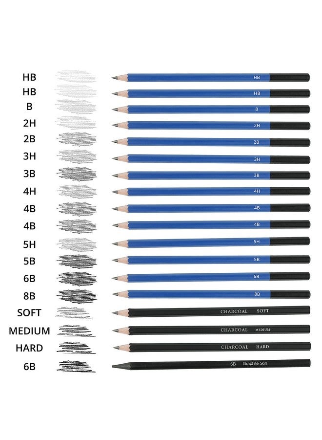 ABOUT SPACE Sketching Kit - 38 Pcs Professional Sketch & Drawing Tool Kit with Zipper Case-Includes Graphite&Charcoal Pencils,Graphite&Charcoal Sticks,Eraser,Sketch Book & Other Tools for Artists,Wood - Image 3