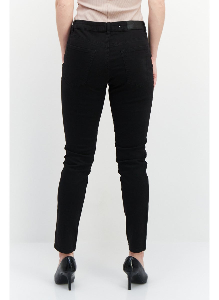 EDC Women Skinny Fit Plain Stretchable 30 Length Jeans, Black  - Image 3