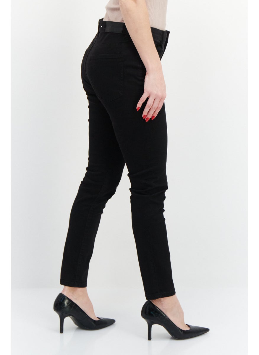EDC Women Skinny Fit Plain Stretchable 30 Length Jeans, Black  - Image 2