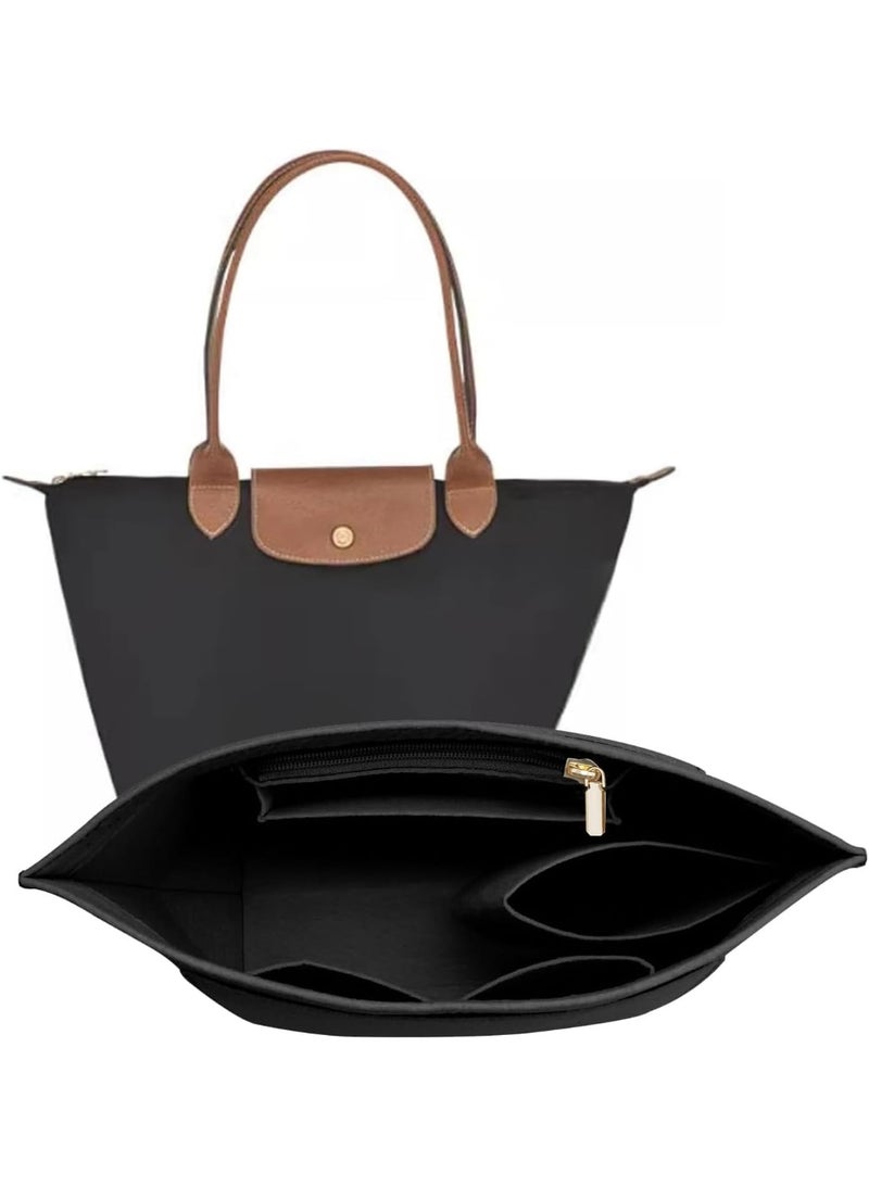 Felt Purse Organizer Insert for Longchamp Le Pliage M Handbag Insert (Medium, Black) - Image 1