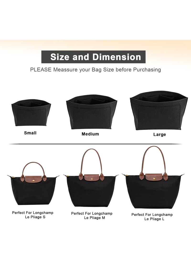 Felt Purse Organizer Insert for Longchamp Le Pliage M Handbag Insert (Medium, Black) - Image 4