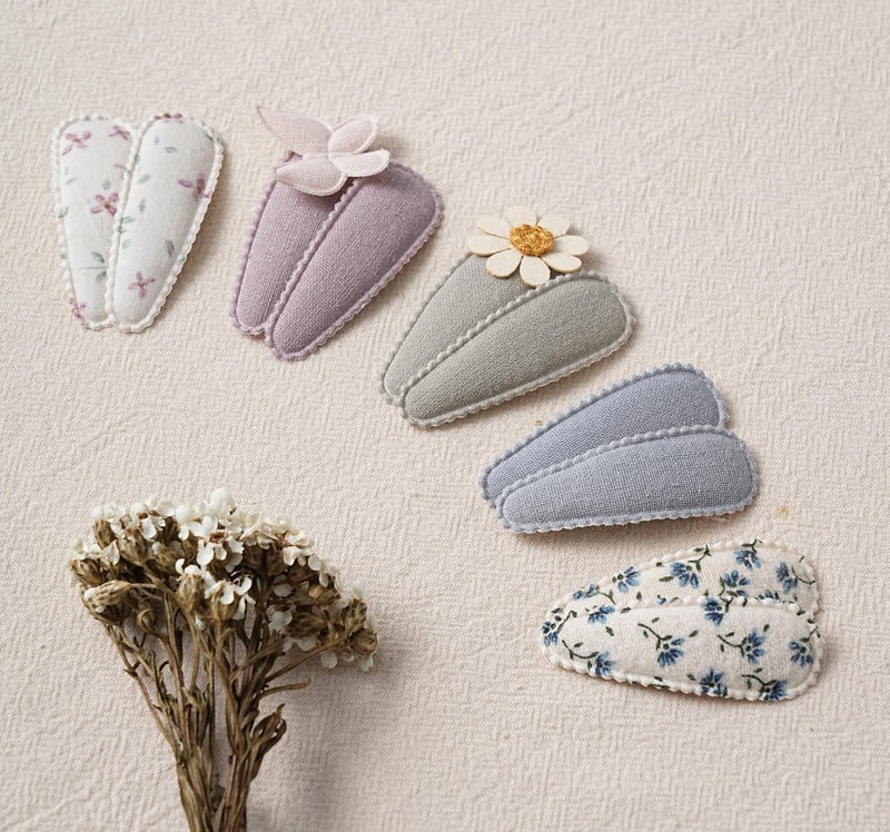 Fancy Clouds 20 Pack Baby Hair Clips for Girls Toddler,Neutral Fabric Snap Clips Pins With Embroidery Daisy Flower Butterfly,Handmade Hair Accessories Barrettes for School Age Kids Children Gifts - Image 5