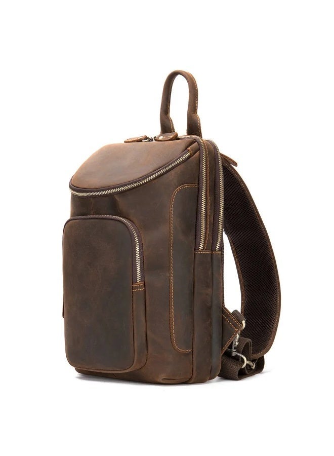 Goolink Men's Full Genuine Leather Shoulder Bag, Everyday Travel Backpack, Men's Crossbody Bag, Men's Leather Chest Bag Model GL42612 - Image 1