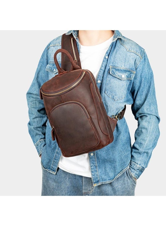 Goolink Men's Full Genuine Leather Shoulder Bag, Everyday Travel Backpack, Men's Crossbody Bag, Men's Leather Chest Bag Model GL42612 - Image 3