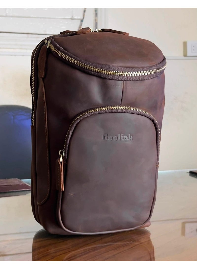 Goolink Men's Full Genuine Leather Shoulder Bag, Everyday Travel Backpack, Men's Crossbody Bag, Men's Leather Chest Bag Model GL42612 - Image 2
