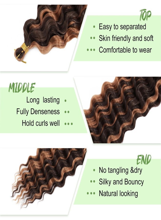 Eerya Long Curly Braiding Hair 18 Inch 2 Packs Deep Ocean Wave Crochet Hair for Black Women Deep Wave Braiding Hair for Boho Braids (18 inch, P4/30) - Image 3