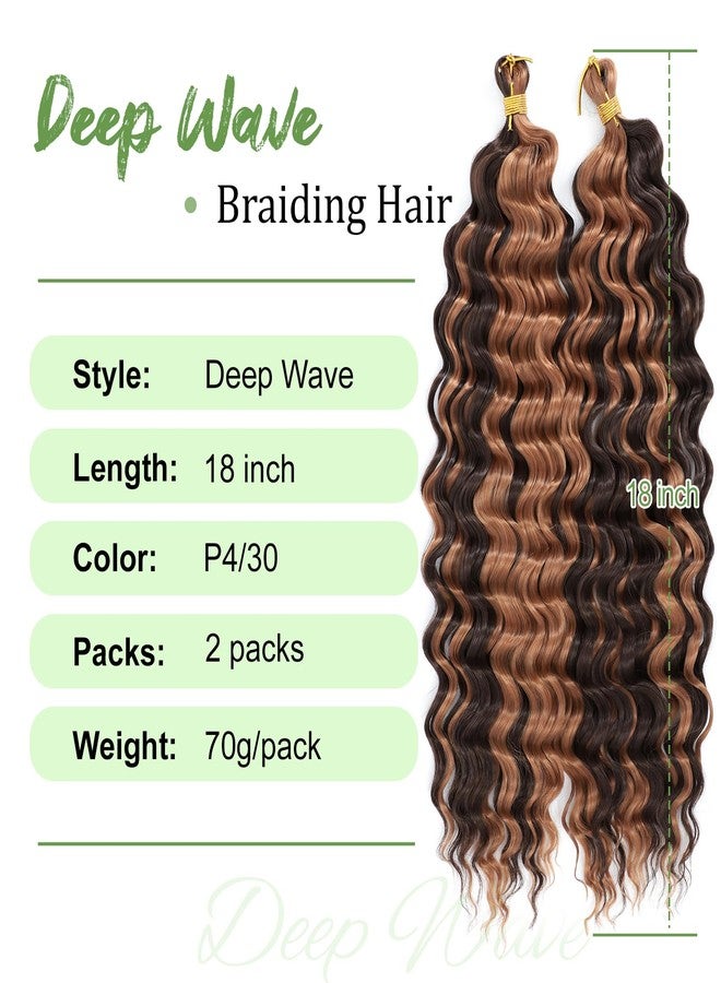 Eerya Long Curly Braiding Hair 18 Inch 2 Packs Deep Ocean Wave Crochet Hair for Black Women Deep Wave Braiding Hair for Boho Braids (18 inch, P4/30) - Image 2
