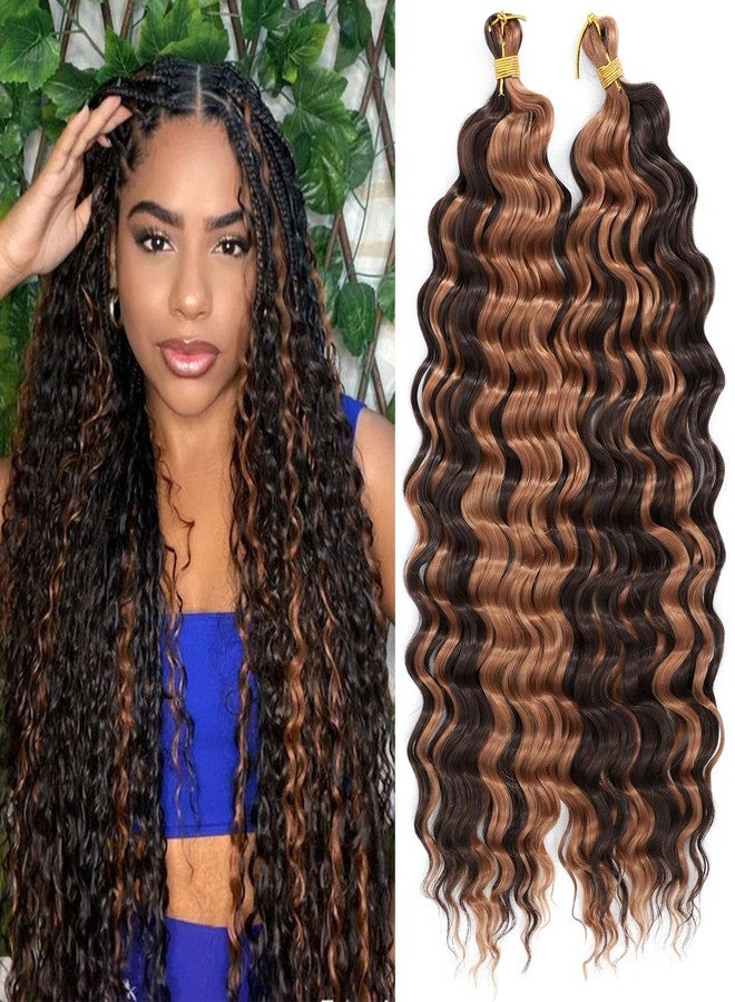 Eerya Long Curly Braiding Hair 18 Inch 2 Packs Deep Ocean Wave Crochet Hair for Black Women Deep Wave Braiding Hair for Boho Braids (18 inch, P4/30) - Image 1