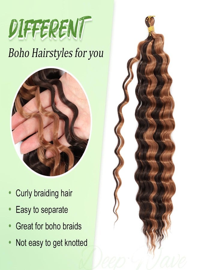 Eerya Long Curly Braiding Hair 18 Inch 2 Packs Deep Ocean Wave Crochet Hair for Black Women Deep Wave Braiding Hair for Boho Braids (18 inch, P4/30) - Image 4
