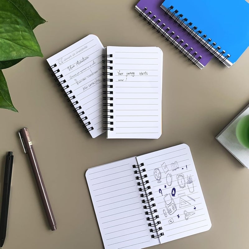 KTOJOY 6 عبوات دفتر ملاحظات صغير حلزوني دفتر جيب 3x5 دفاتر ملاحظات حلزونية مع صفحات مخططة دفتر حلزوني صغير ميني ملاحظات ستينو لرحلات الهواء الطلق المنزل المكتب الكلية المدرسة - Image 4