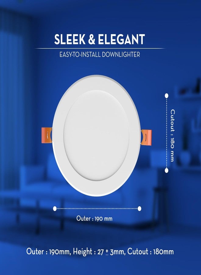 Crompton Platina Star Slim Recessed Edge Lit Panel 15Watt LED Round (Pack of 2, Cool Day Light) 6 inch Cut-Out and Ultra Slim Panel - Image 4