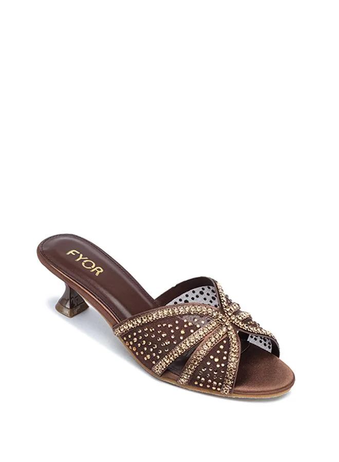 فايور Embellished Mesh Kitten Heel Sandal MY 406