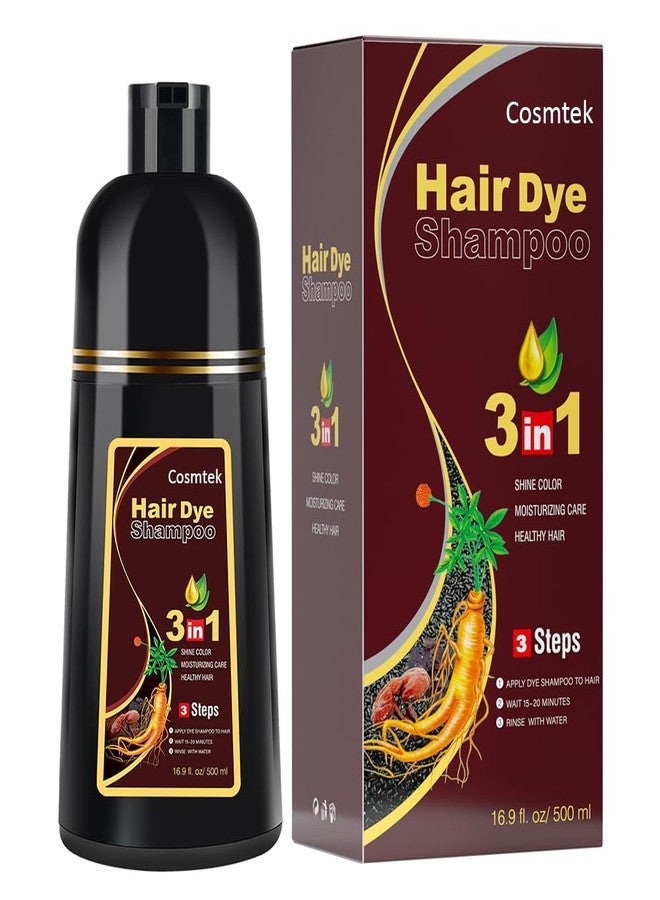 COSMTEK Dark Brown Hair Dye Shampoo for Gray Hair, Semi-Permanent Hair Color Shampoo for Women and Men, Herbal Ingredients, 3 in 1-100% Grey Coverage, 17.6 Fl Oz (Pack of 1) - Image 1