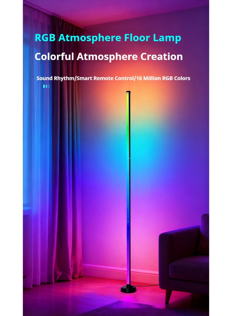 مصباح أرضي RGB ذكي - إضاءة زاوية ليد للغرفة والمعيشة وألعاب، 16 مليون لون مع مزامنة الموسيقى، تحكم بالتطبيق والريموت، قابل للتعتيم مع مؤقت - Image 2