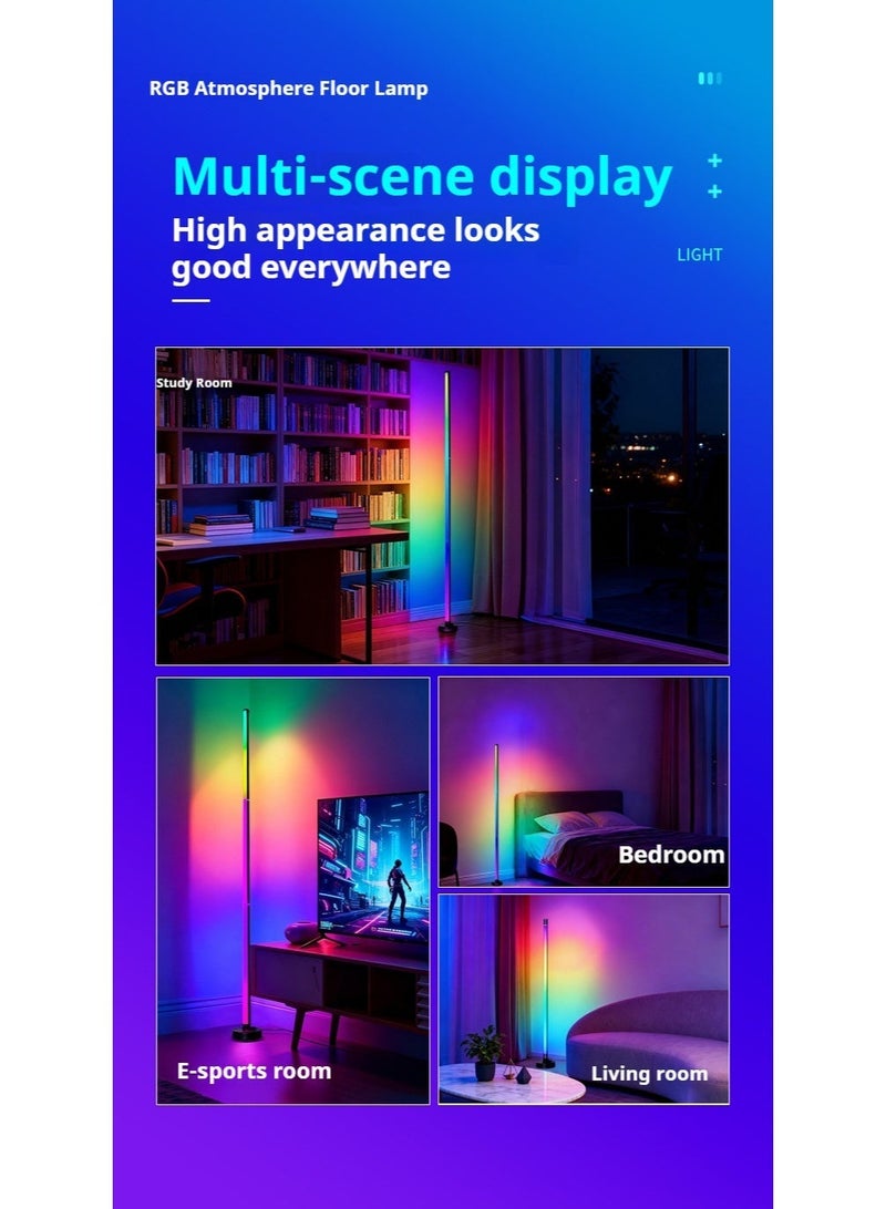 مصباح أرضي RGB ذكي - إضاءة زاوية ليد للغرفة والمعيشة وألعاب، 16 مليون لون مع مزامنة الموسيقى، تحكم بالتطبيق والريموت، قابل للتعتيم مع مؤقت - Image 5