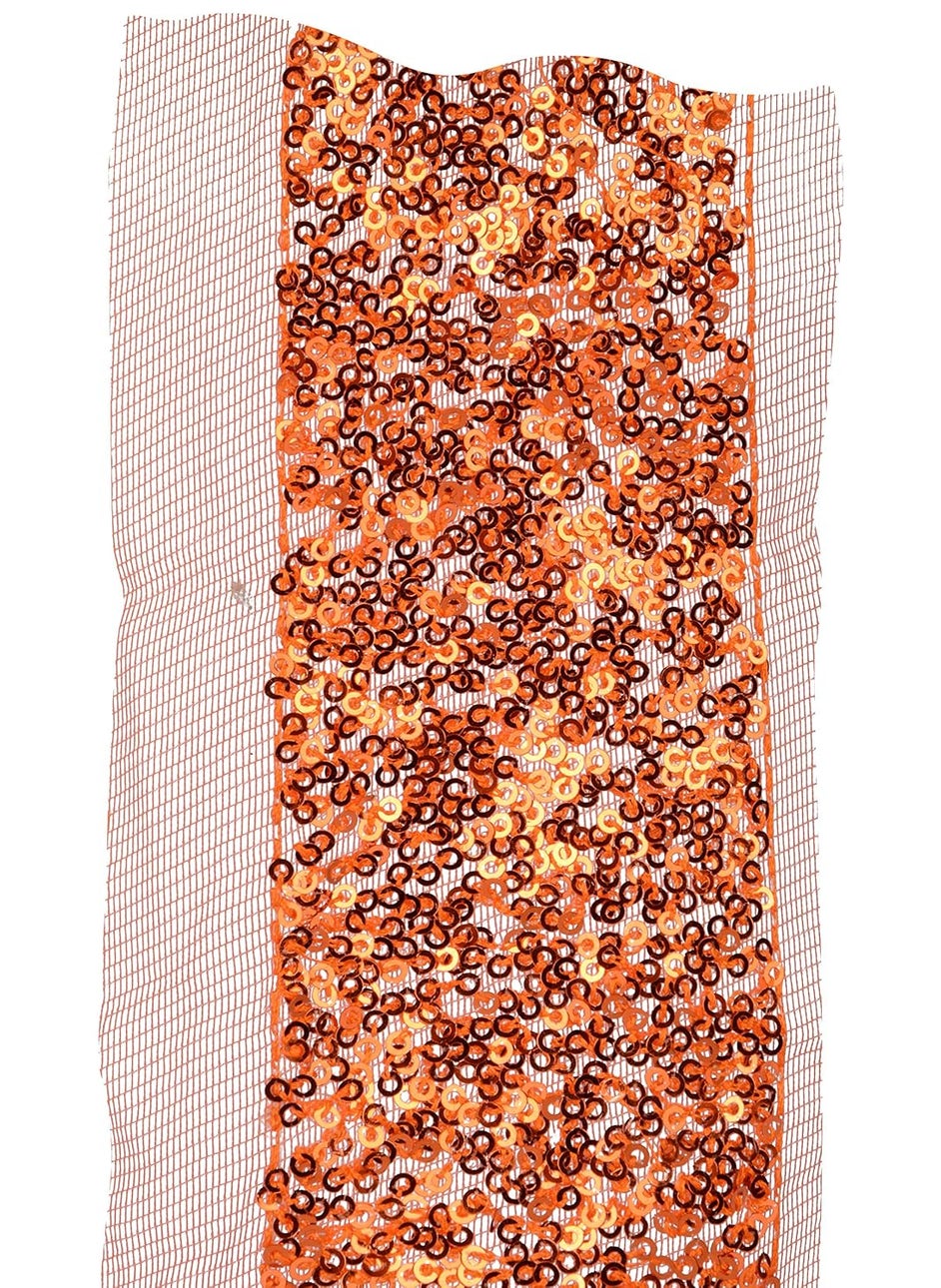 GOELX Fashion Sequence Net Laces Orange for Dress/Sarees/lehangas/caps/Bags/Decorations/Borders, Crafts, Any Many More.. Pack of 4.25 Meters  - Image 2