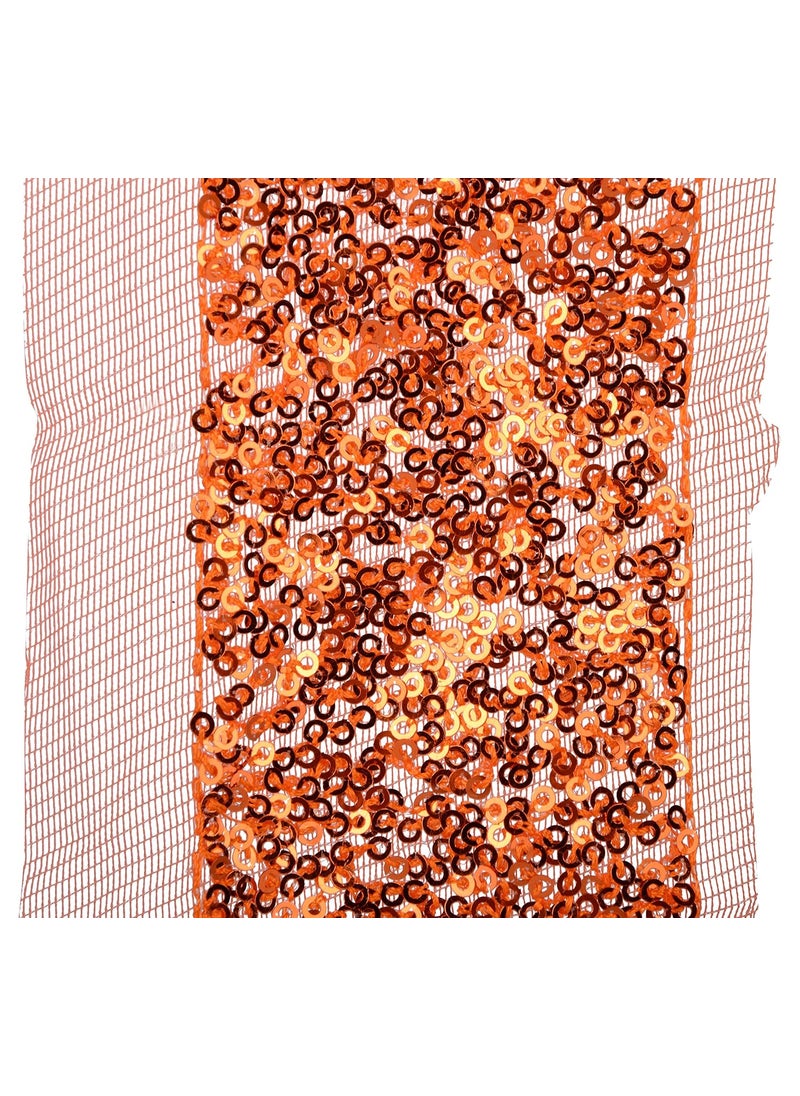 GOELX Fashion Sequence Net Laces Orange for Dress/Sarees/lehangas/caps/Bags/Decorations/Borders, Crafts, Any Many More.. Pack of 4.25 Meters  - Image 3
