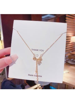 Elegant Design Women Necklace Small Butterfly Knot Accessory Couple Necklace Temperament Clavicle Chain X166 titanium steel real gold color retention