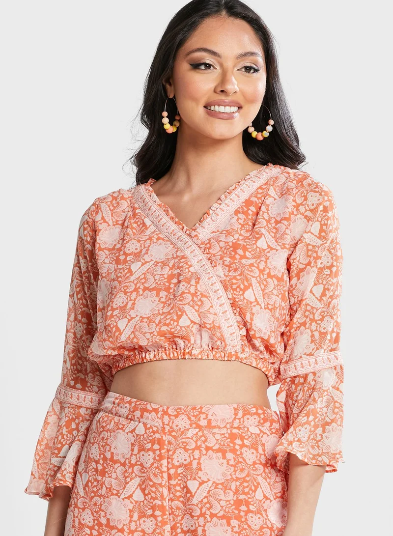 globaldesi Crop Top & Palazzo Set
