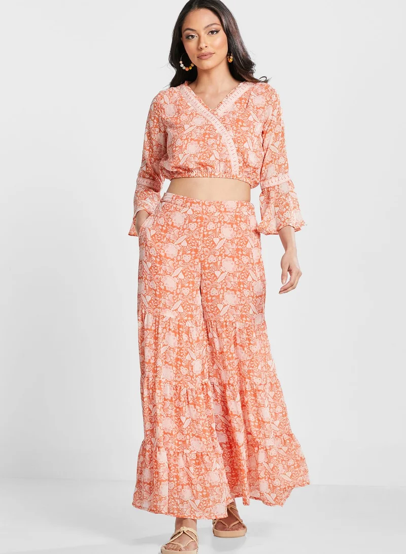 globaldesi Crop Top & Palazzo Set