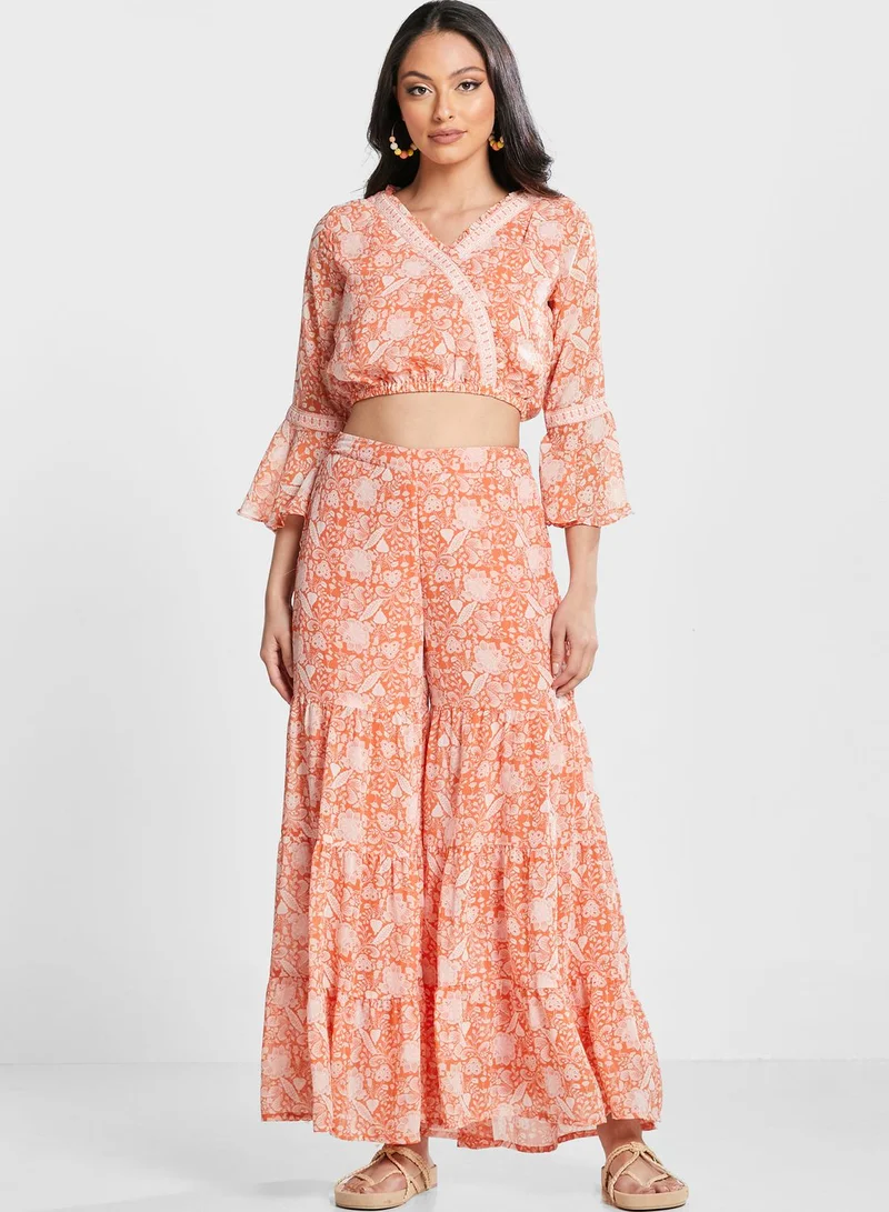 globaldesi Crop Top & Palazzo Set