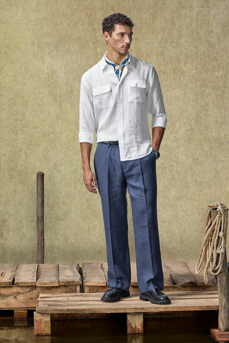 SNITCH Yacht Club Luxe Double Pocket Linen Shirt