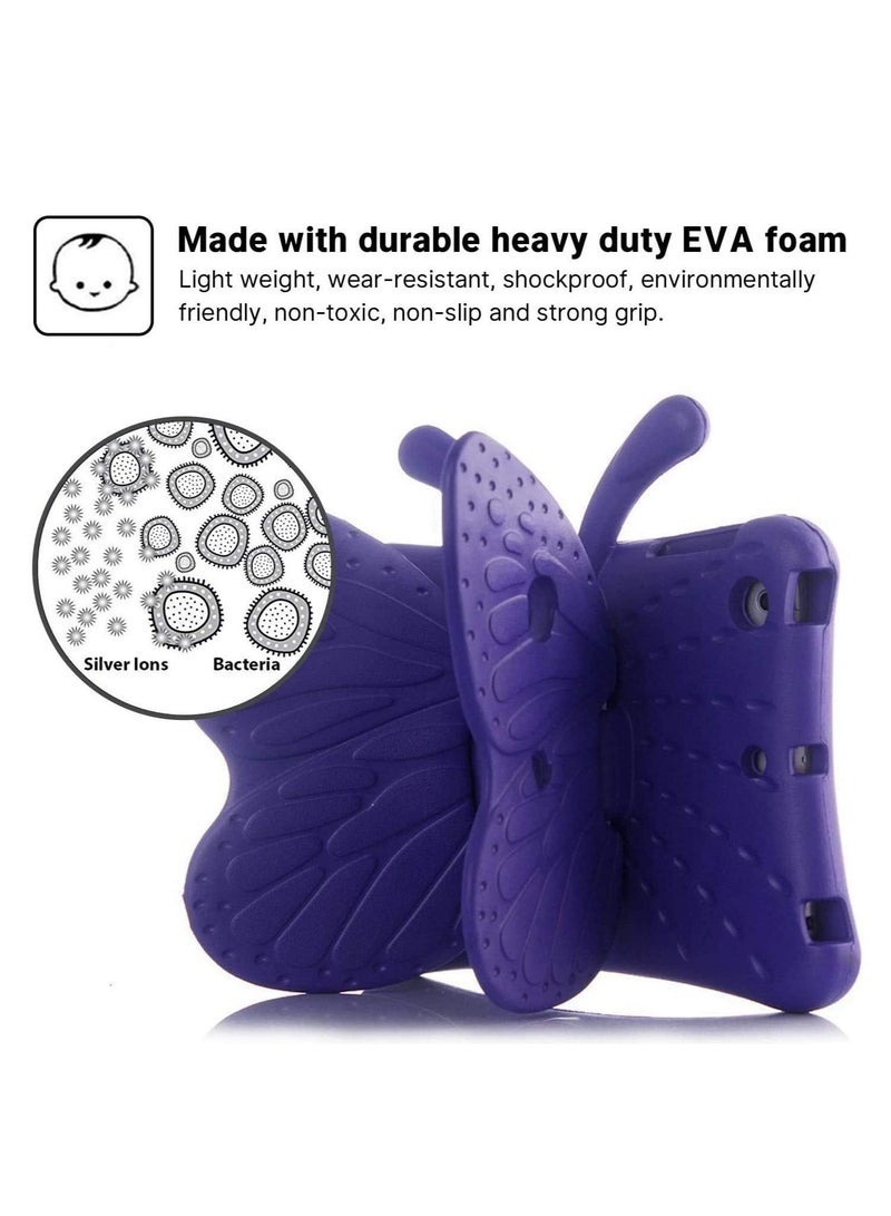 ELTRAZONE iPad 10.2 Case for Kids, iPad 8th 2020 Case, 3D Cute Cartoon Butterfly Cover Non-Toxic EVA Foam Wings Kickstand Kid-Proof Shockproof Bumper Girl Boy Gift for Apple iPad 7 8 Gen 10.2'' - Purple - Image 4