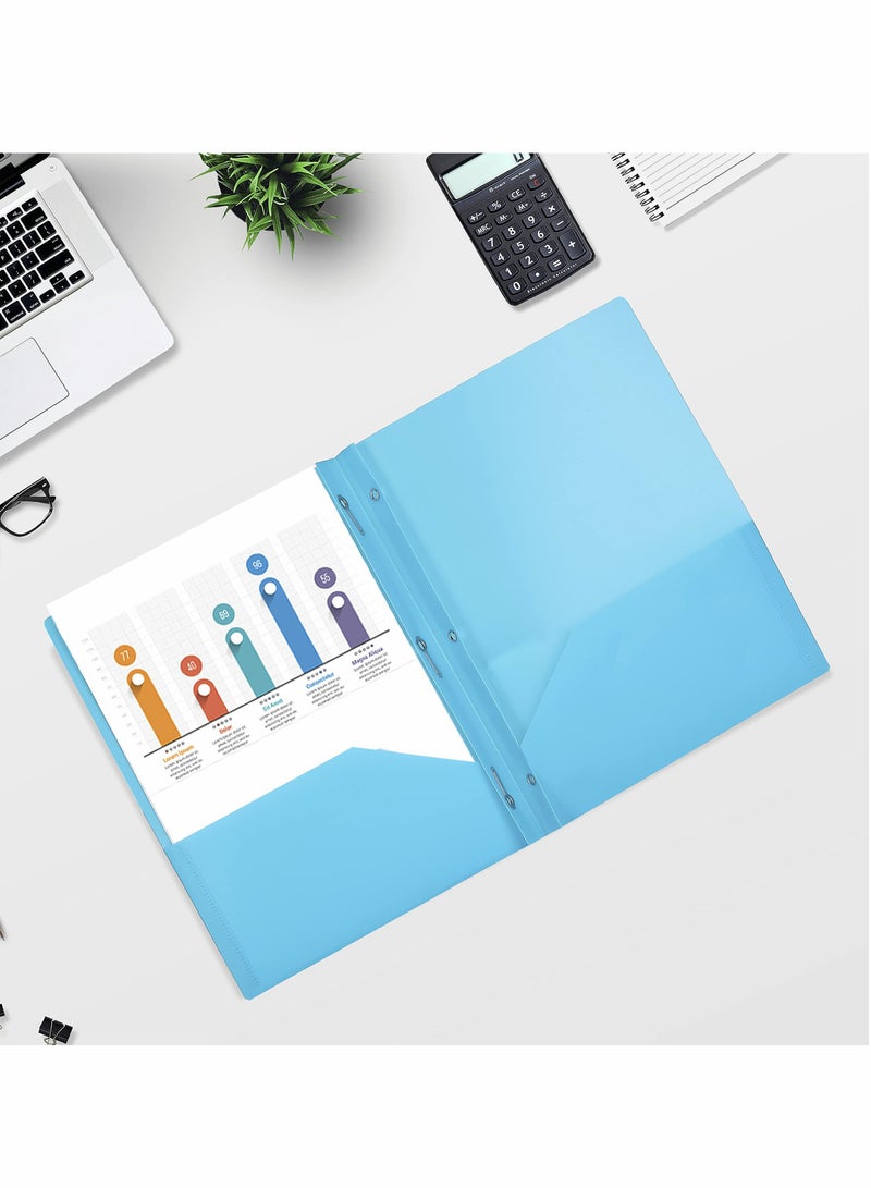 Excefore Folders with Pockets and Prong, Plastic, Pocket Folders, Folders with Prongs, File Folders with Fasteners, 2 Pocket Folder, Folder with Pockets, Two Pocket Folder, 3 Prong Folders. 5 PCS - Image 4