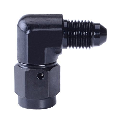 ESPEEDER SYKRSS 3AN Aluminum Anodize Finish MaleFemale 90 Degree Flare Bulkhead Fitting Adapter AN3 Black - Image 1