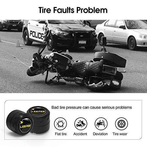 leepee Motorcycle Tire Pressure Monitoring System, Tire Pressure and Temperature Alarm, Wireless Motorcycle TPMS with 2 External Sensors, Support iOS and Android - Image 4
