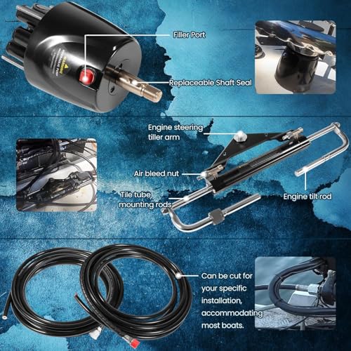 Bonbo Outboard 150HP Hydraulic Steering Kit Boat Marine System for Single Station, Single-Engine use Built-in Two-Way Lock Cylinder,150HP Pump and High-Strength Nylon Hose - Image 5