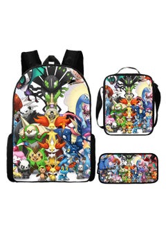 Pikachu New Cartoon Anime Student Backpack Three-Piece Set 29*42*16cm 