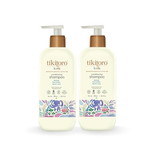 Tikitoro Kids Conditioning Shampoo, 100% Vegan with Moringa, Rice Protein and Sacred Lotus Extract with No Parabens & Sulphates (Age: 4+ Years) (300 ml x 2) - Image 1