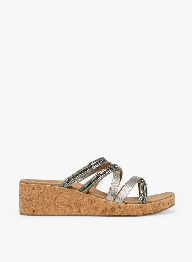 Le Confort Embellished Strappy Slip-On Sandals with Wedge Heels