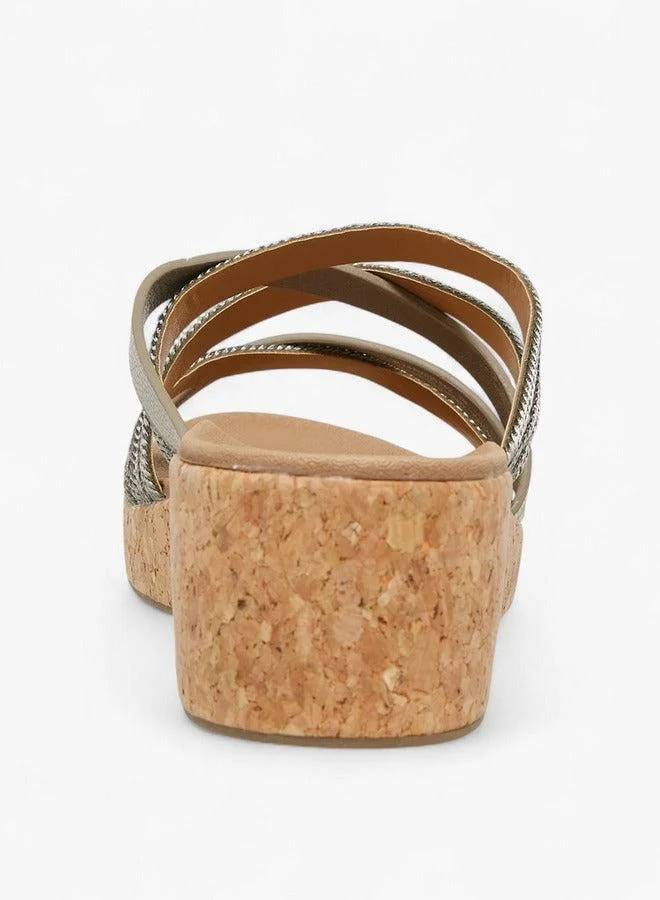 Le Confort Embellished Strappy Slip-On Sandals with Wedge Heels