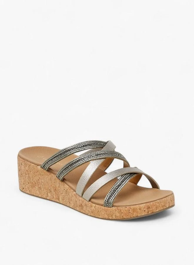 Le Confort Embellished Strappy Slip-On Sandals with Wedge Heels