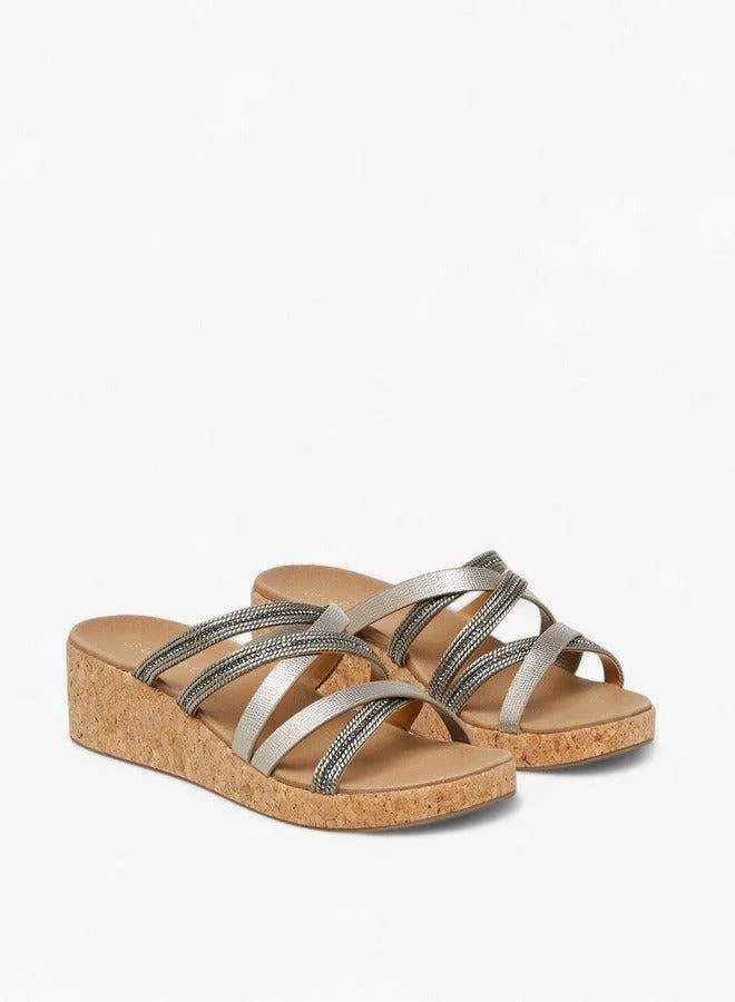Le Confort Embellished Strappy Slip-On Sandals with Wedge Heels
