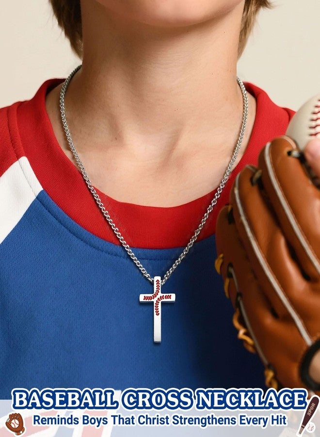 UNGENT THEM Baseball Cross Necklace Gifts for Boys 8-12-14 Baseball Stuff Easter Basket Stuffers Kids Boy - Image 2