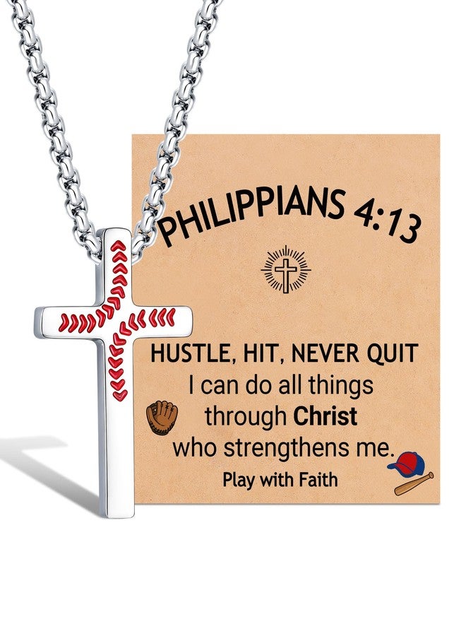 UNGENT THEM Baseball Cross Necklace Gifts for Boys 8-12-14 Baseball Stuff Easter Basket Stuffers Kids Boy - Image 1