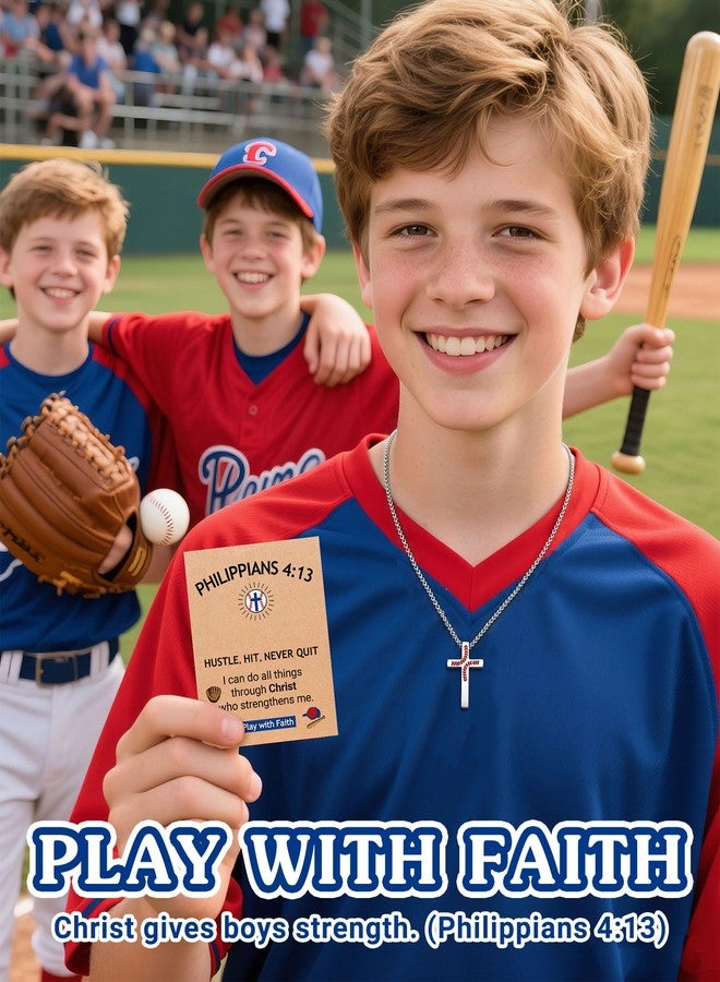 UNGENT THEM Baseball Cross Necklace Gifts for Boys 8-12-14 Baseball Stuff Easter Basket Stuffers Kids Boy - Image 3