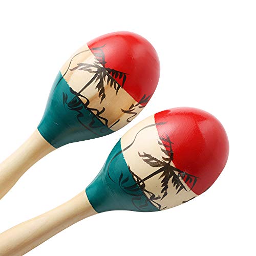 Musfunny Maracas Large Colorful Wood Rumba Shakers Rattle Hand Percussion of Sand of the Hammer Great Musical Instrument with Salsa Rhythm For Party,Games. (Colorful) - Image 4