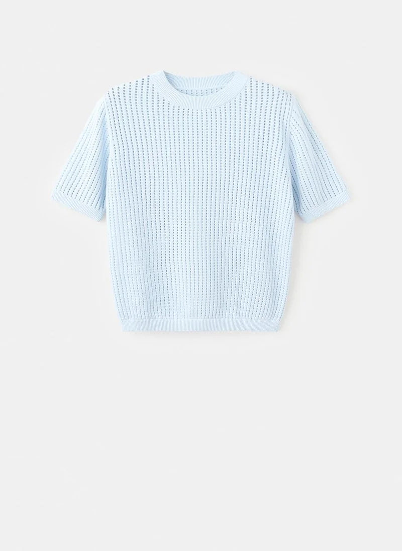 Mango  Short-sleeved openwork knitted sweater for Women | Best Price UAE