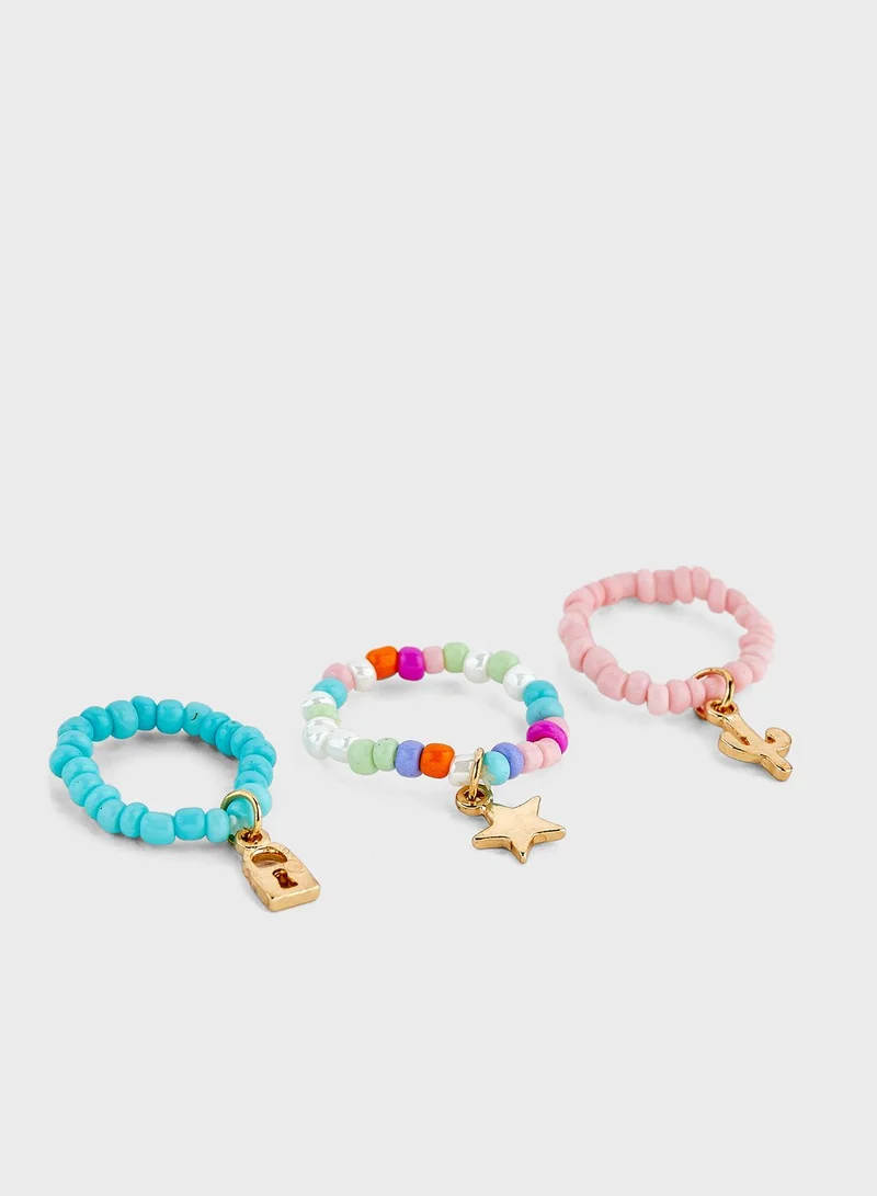 Ginger 4 Pack Bead Rings With Charms