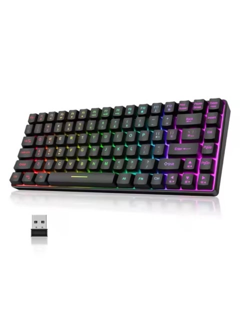 PCTENK XK08B 75% Wireless Mechanical Feel Gaming Keyboard - 85 Keys, 2.4G, Type-C Charging - Black